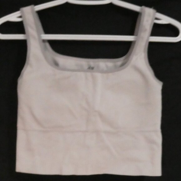 H&M Sport | medium | Light Grey Chic Square Neck Cropped Top - Picture 1 of 14